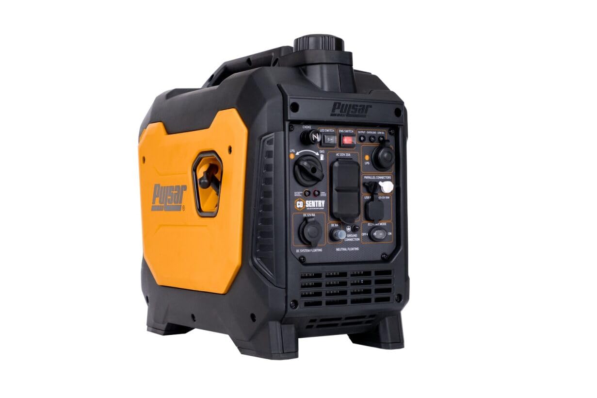 Pulsar NEX60BiSRCO - Generador inversor portátil de 6000 vatios, gasolina de combustible dual y propano, arranque eléctrico remoto, sensor de CO, capacidad paralela, súper silencioso, uso para RV, camping, exteriores y hogar, NEX60BiSRCO
