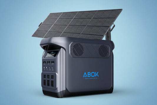 1024Wh ABOK Ark1800 Portable Power Station with 400W Solar Panels, LiFePO4 Battery, 1800W AC Output, UPS, Solar Generator Max.2000W Input(AC+PV), Expandable to 5120Wh, 13 Outlets for Outdoor&Camping