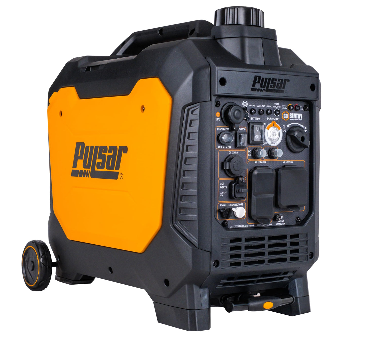 Pulsar NEX60BiSRCO - Generador inversor portátil de 6000 vatios, gasolina de combustible dual y propano, arranque eléctrico remoto, sensor de CO, capacidad paralela, súper silencioso, uso para RV, camping, exteriores y hogar, NEX60BiSRCO