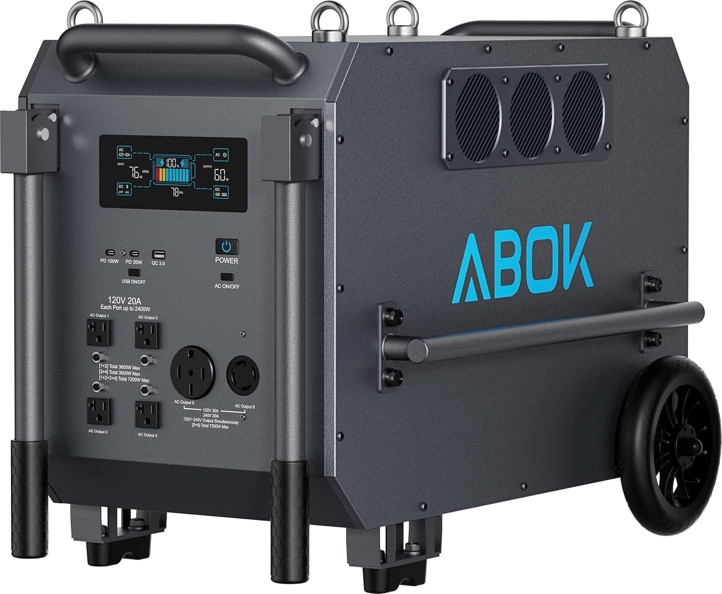 ABOK Ark7200 — A 7.2kW / 9.79kWh High‑Capacity Power Station / Solar Generator