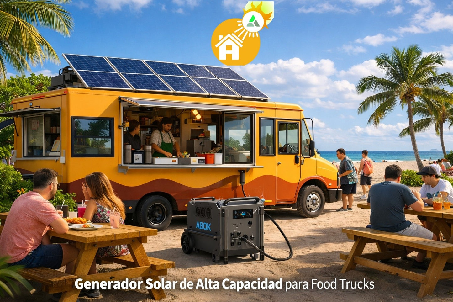 🔥 GENERADOR SOLAR DE ALTA CAPACIDAD | 7.2kW ABOK Ark7200 | 9.8kWh LiFePO4 para Food Trucks o Emergencias